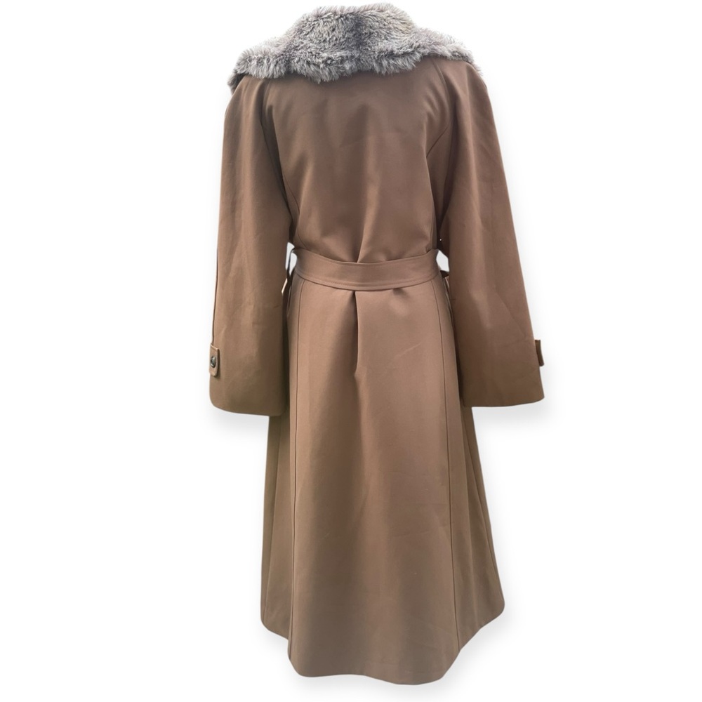 VTG Mid Century 50s 60s Brown Coat with Faux Fur Trim - Picture 5 of 8